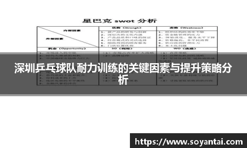 深圳乒乓球队耐力训练的关键因素与提升策略分析